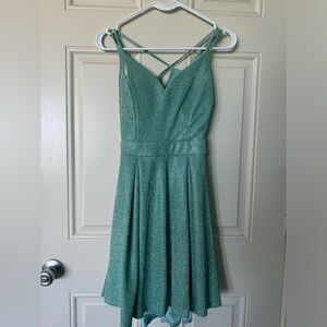 Sparkly Teal Mini Homecoming Dress